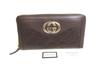 Authentic GG Dark Brown Leather Round Zip Wallet #a735  Refurbished