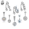 8pcs/lot Reverse Curved Heart Flower Belly Button Rings Sets Stainless Steel Inverted Rod Sexy Navel Piercing for Women Girls