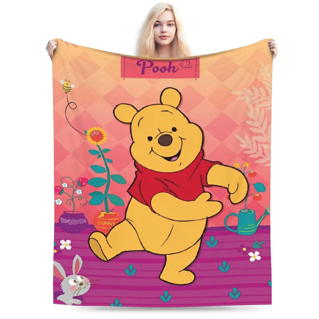 Winnie the Pooh Blanket Cute Cartoon Flannel Awesome Warm Throw Blankets for Bedding Lounge Spring Autumn