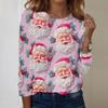 Women's Fashion Casual Long Sleeve Christmas Printed Round Neck Top