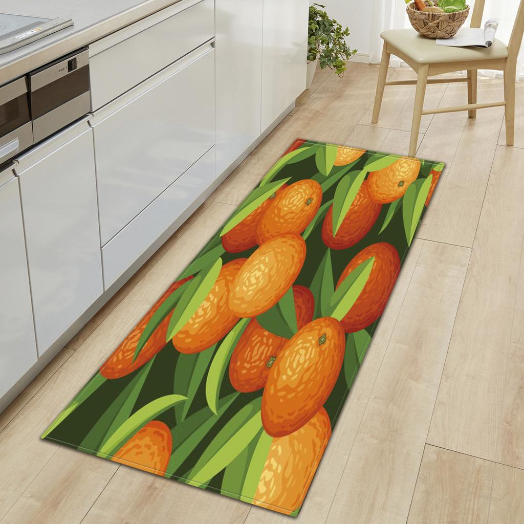 Кухонный коврик со свежими фруктами и овощами. Мягкий утолщенный кухонный коврик. Водонепроницаемый нескользящий маслостойкий напольный коврик.