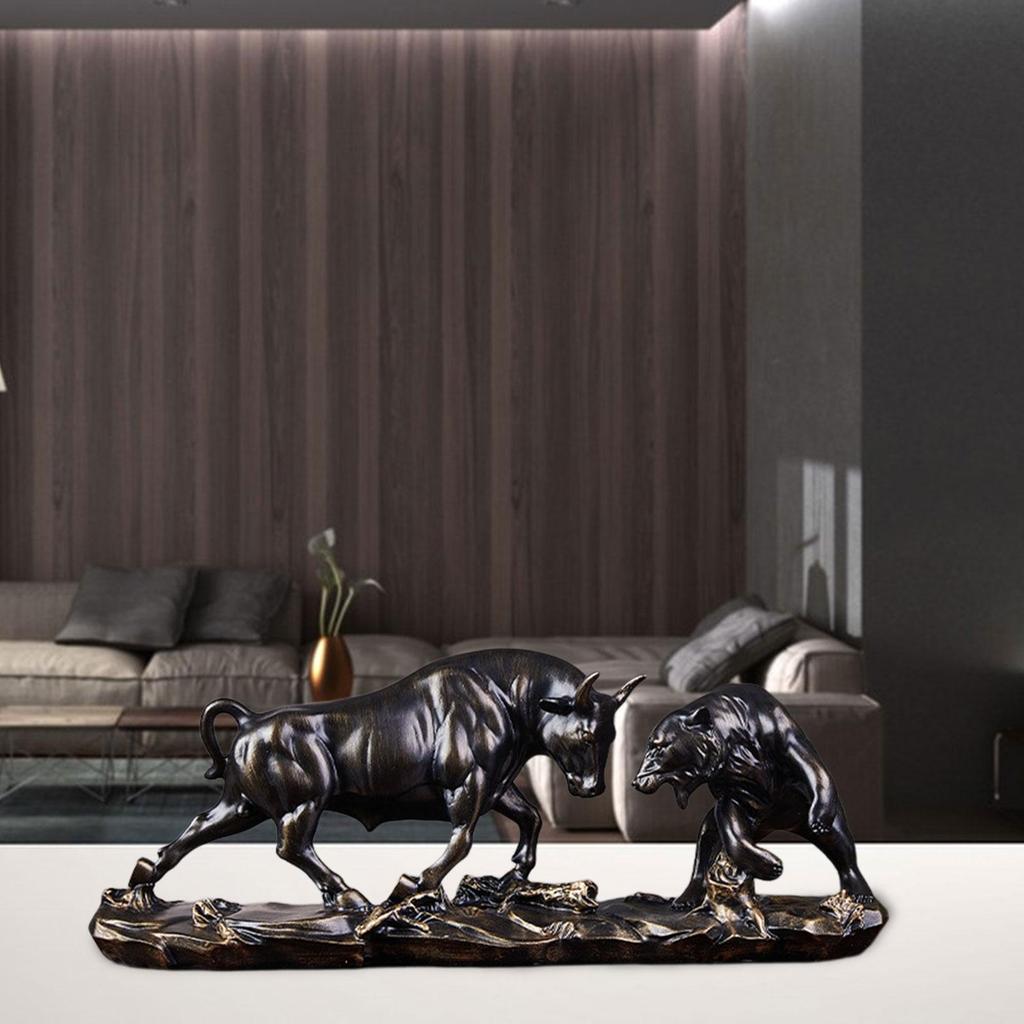 Статуя медведя и быка, фигурка боя, коллекционный орнамент, декор тонкой работы, корова