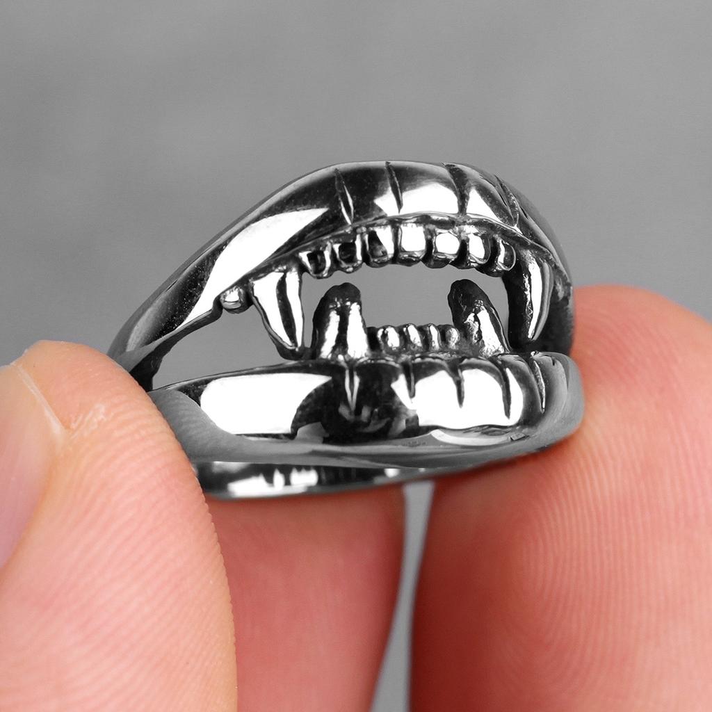 Мужские кольца из нержавеющей стали с изображением зубов дьявола в стиле панк-рока для байкера, мужчины-бойфренда, ювелирные изделия, креативный подарок