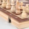 1 Set 3-In-1 Chess Board Game Wooden Chess Checker Backgammon Game Foldable Portable