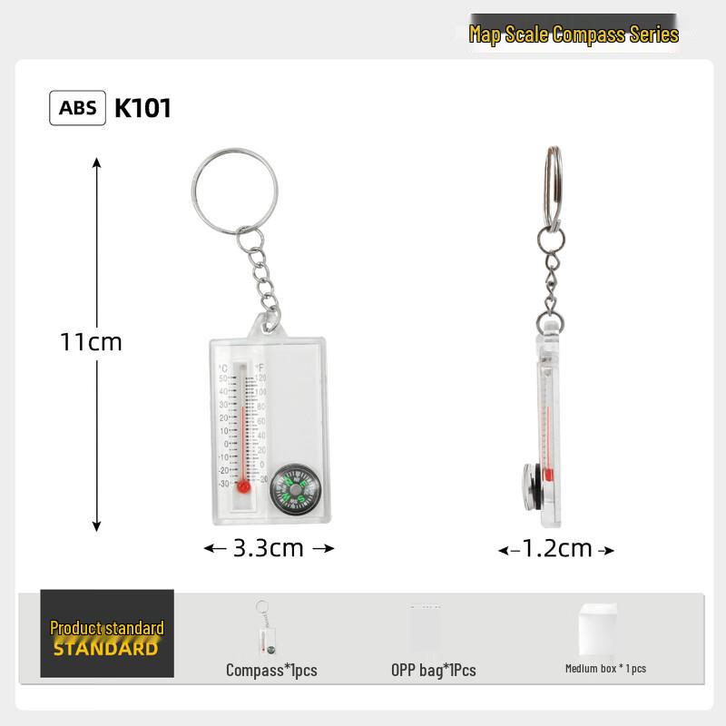 Mini Portable Keychain Carabiner Compass Thermometer