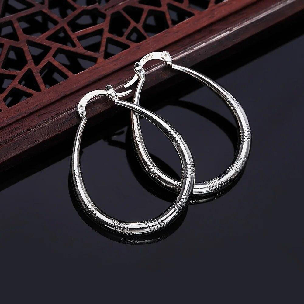 Серьги-кольца из стерлингового серебра 925 пробы, 3 см, круглые серьги для женщин, роскошные модные вечерние свадебные аксессуары, ювелирные изделия