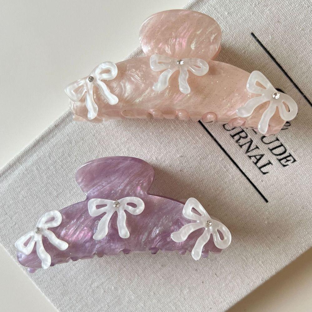 Barrette Bow Hair Claw Ballet Acetic Acid Shark Clip Sweet Zircon Hairpin  Travel
