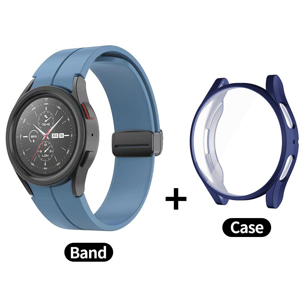 Чехол+Ремешок для Samsung Galaxy Watch 4/5/6 40мм 44мм Всесторонний Мягкий ТПУ Защитный Чехол для Galaxy Watch6 Classic 43мм 47мм Ремешок