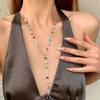 New Fashion Colorful Glass Long Heart-shaped Necklace For Women Metal Collarbone Chain Summer Holiday Party Body Jewelry