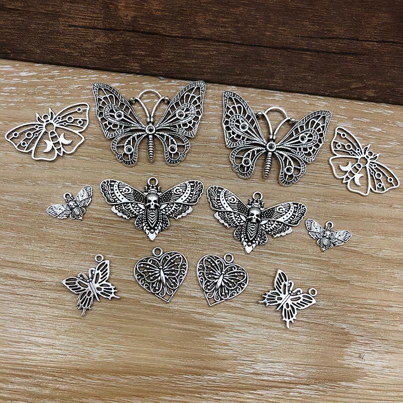 Древний серебряный сплав полая бабочка кулон для самодельных ювелирных изделий
