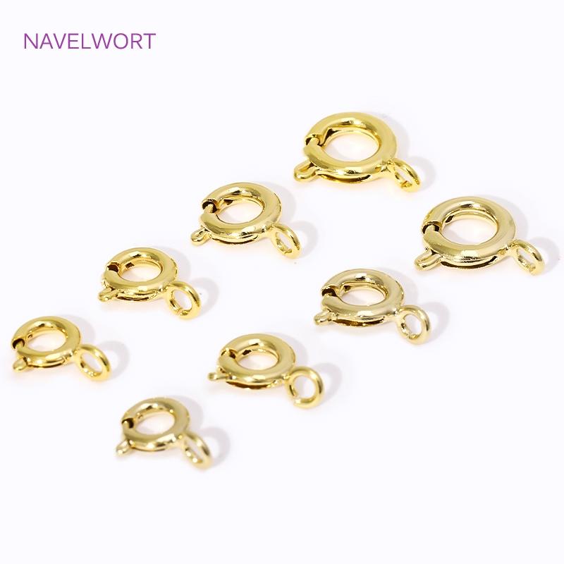 14K/18K Gold Plated Brass Spring Clasps,5/5.5/6/7mm Round Spring Clasps Connector,Clasps For Bracelets ,DIY Jewelry Accessories