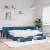 VidaXL Daybed with Trundle and Drawers Blue 80x200 Cm Velvet 3196755