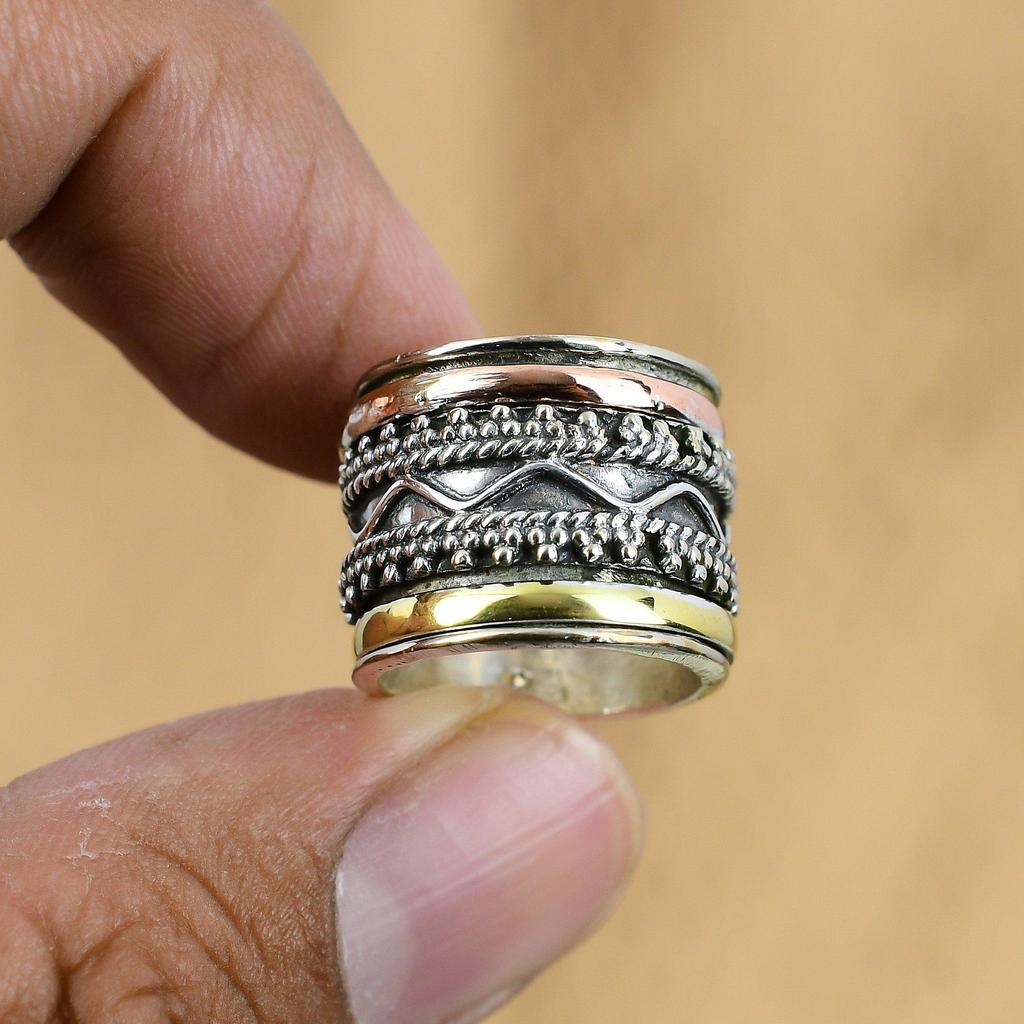 Подарок для женщин Кольцо-спиннер Размер 4.25 Серебро 925 пробы Натуральный Без камня Драгоценный камень