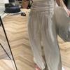 Белые базовые льняные женские брюки с эластичной резинкой на талии Harajuku, корейские модные мешковатые брюки, женские тонкие повседневные летние брюки большого размера
