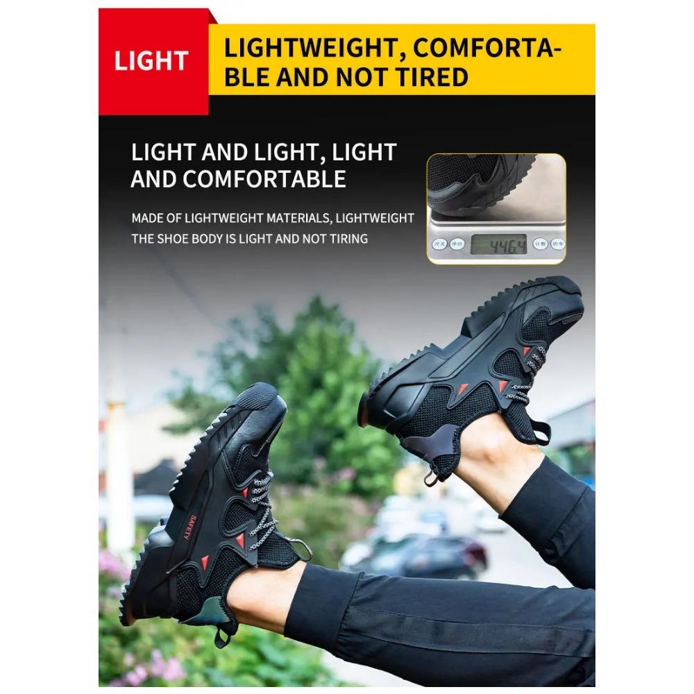 Summer Work Shoes Anti Puncture Breathable Safety Shoes Anti Slip Lightweight Work Shoes Steel Toe Sneakers Men Security Shoes