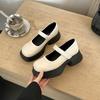 Retro French Solid Color Thick-soled Mary Jane Shoes for Women's 2025 Spring New Versatile Temperament Light Mouth Round Head Single Shoes Tide