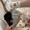 Ladies Spring New Cute and Versatile Cartoon Bear Rolled Edge Loose Mouth In The Tube Socks