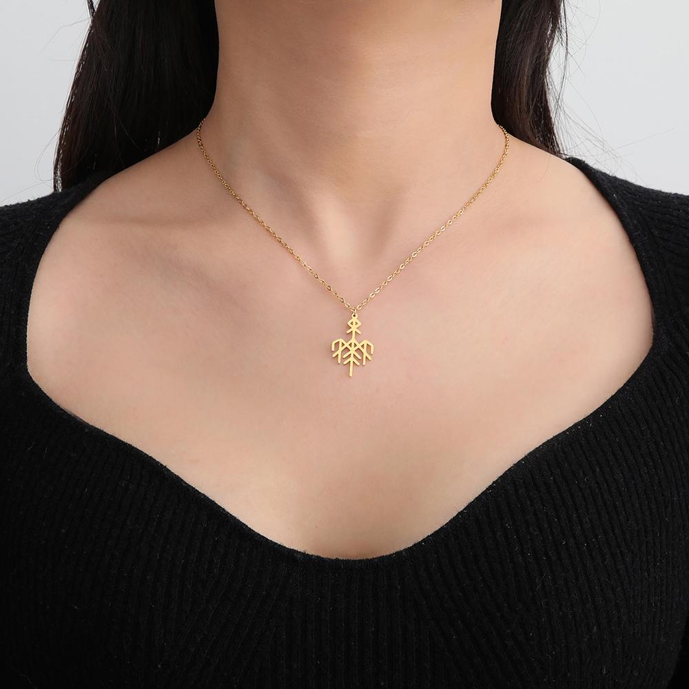 Ожерелье с рунами викингов Wardruna Старший Футарк Нордический амулет защиты Ювелирное изделие из нержавеющей стали Подвеска