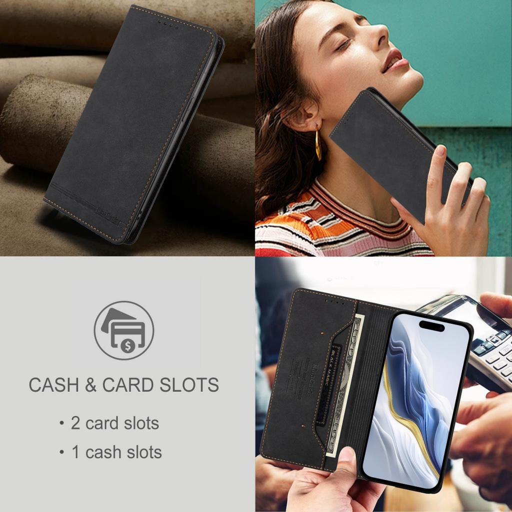 Magnetic Leather Case For iPhone 17 16 15 14 13 12 11 17 Pro Max Air 16 15 Plus 16e SE2 SE3 Flip Wallet Card Slots Cover Funda