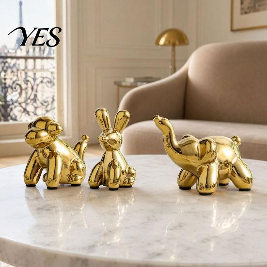 Easy Maintenance Statue Nordic Animal Statue, Gold Elephant Monkey Rabbit Figurines, Luxury Water-rinseable Decor Desk for Bookshelf, Living