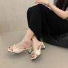 French bow thick heel cool slippers women's outerwear 2025 new summer large size fish mouth open-toed high heels