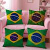 Brazil Flag Cushion Cover Plush Fabric Soft Double-Sided Printed Sofa Warm Winter Home Gift Pillow Cover
