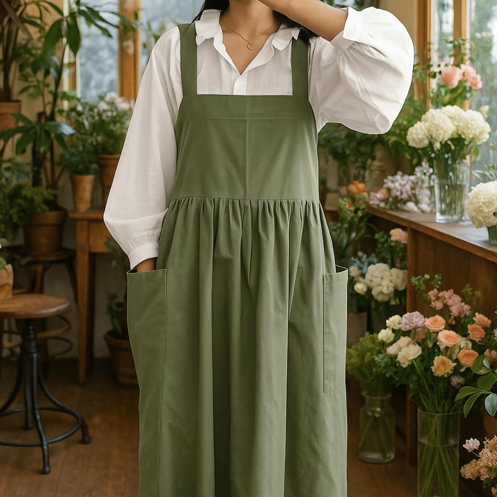 Cotton Kitchen Apron Adjustable Straps Cooking Apron Multifunctional Korean Style Apron  Painting