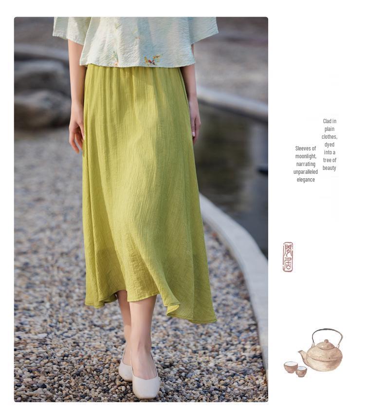 Современный китайский дзен Свободный женский ханьфу большого размера Юбка и топ