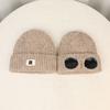 Winter velvet warm ear protection bag head hat women's outdoor cycling windproof pilot goggles knitted wool hat