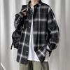 Men's Vintage Plaid Shirt: Hong Kong Style Casual Jacket, Korean Trend, Loose Fit for Spring & Autumn, High Street Vibe, Large Sizes Available