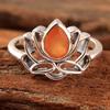 Lotus Ring, Carnelian Ring, 925 Sterling Silver Ring, Mother's Day Gift, Silver Jewelry