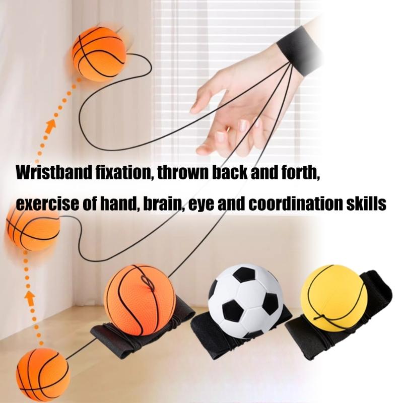 6 шт. Прыгающий мяч Тренажер для силы запястья Напульсники Возвратный футбольный мяч Бейсбол Спортивные шары для запястья для детей и взрослых