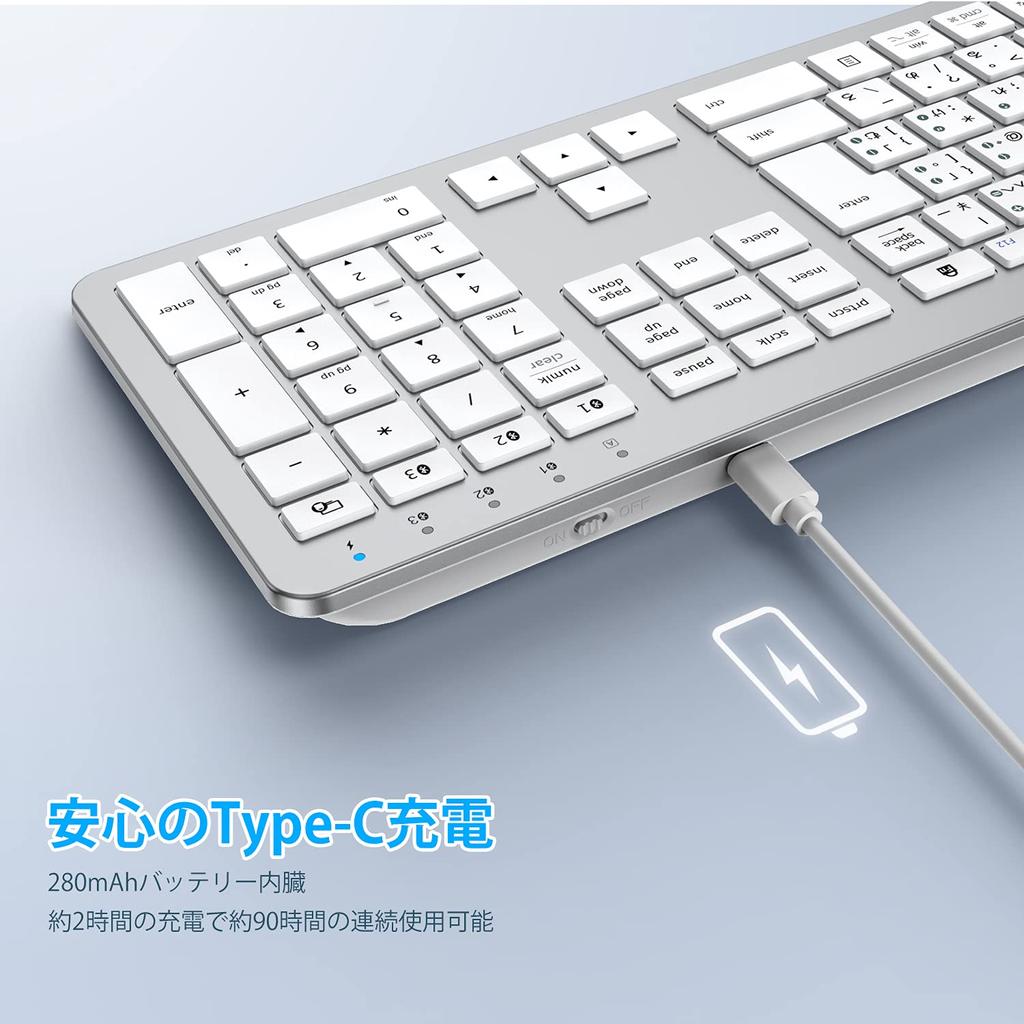 iClever Bluetooth Wireless Japanese Full 122h Long Pantograph Numeric Keypad OS Automatic Japanese Instruction Manual Compatible with Keyboard,
