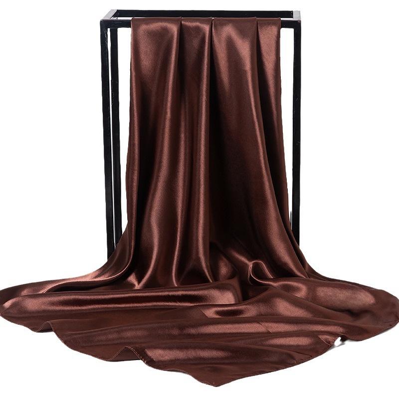 Элегантный квадратный шарф из атласного шелка для женщин - 90x90 см Монохромный аксессуар для весны и осени