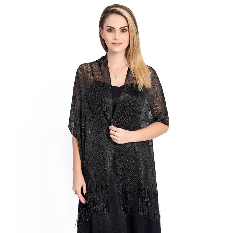 Gold and Women Fashion Wraps Evening Dress Shawl Shawl Flat Scarf Dance Silver Silk