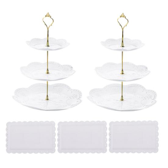 3-Tier Cupcake Stand Holder Plastic Serving Platter for Afternoon Tea Dessert Display Stand for Weddings Parties
