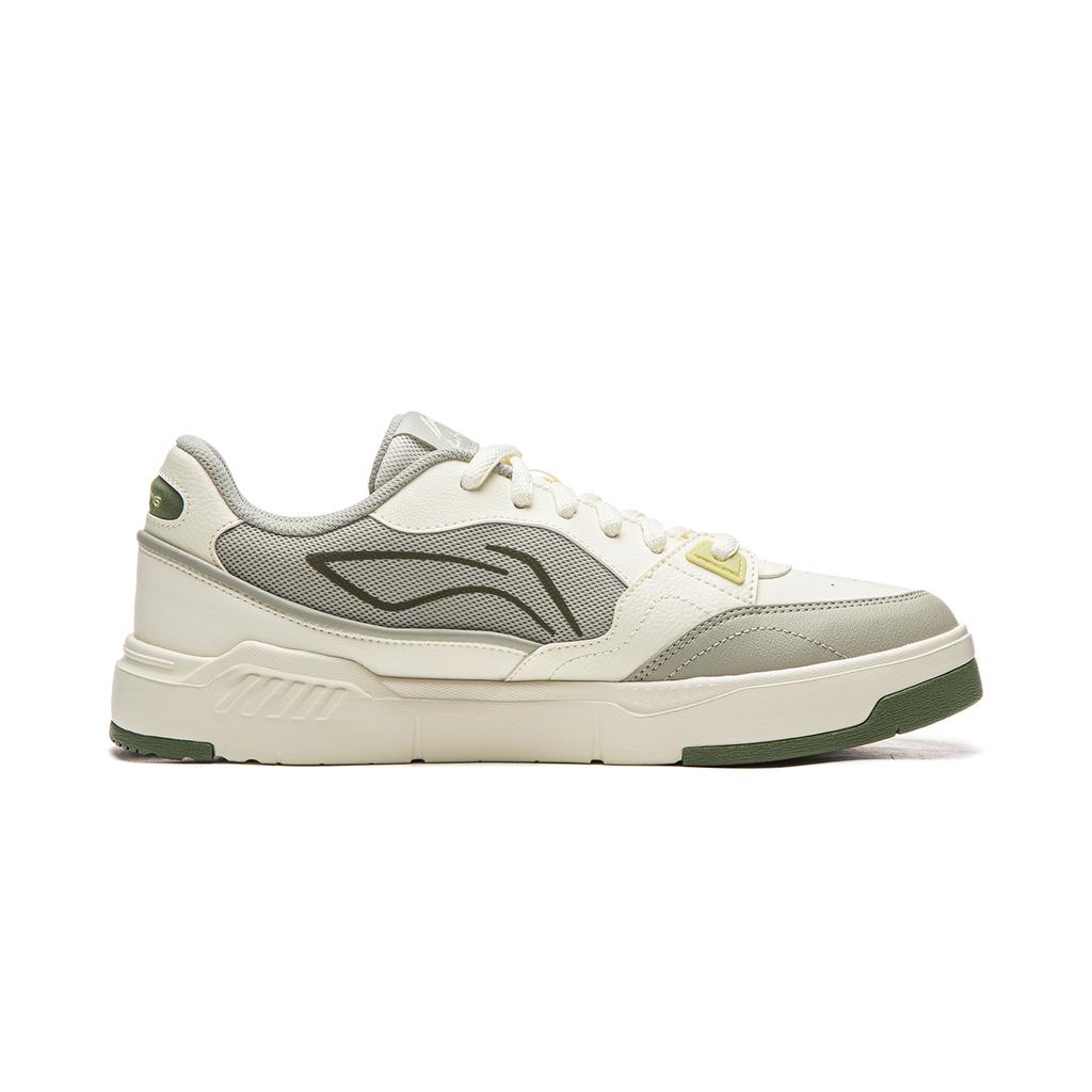 Li Ning Обычные Скейтбордические Туфли 80-х Мужские Низкие Бежевый/Пыльно-Серый Зеленый AGCW135-2