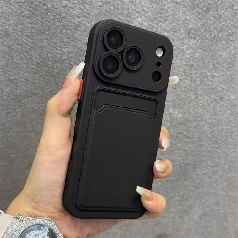 Кошелек с отделениями для карт, чехол для телефона For iPhone 17 Air 11 12 13 14 15 Plus 16 17 Pro Max, противоударный, мягкий, матовый, силиконовая задняя крышка
