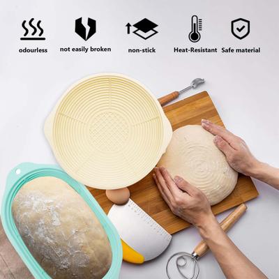 Силиконовые корзины для расстойки хлеба, складная форма для выпечки закваски, безопасная для использования в духовке, с антипригарным покрытием, круглая, овальная, для теста