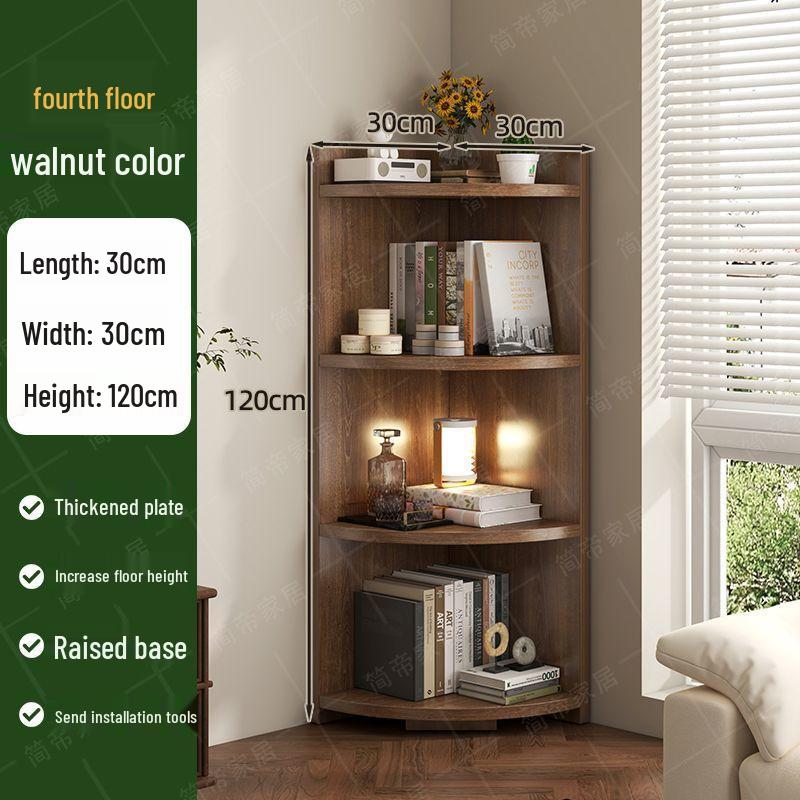 Triangular Corner Shelf and Storage Cabinet for Living Room or Desk Side