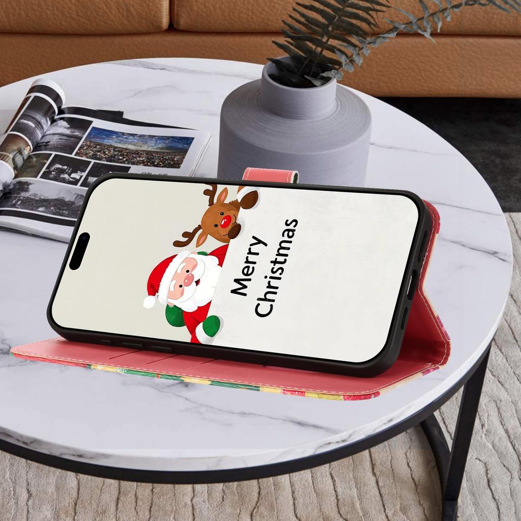 Christmas Marble Leather Case Samsung Galaxy A17 A26 A36 A56 A16 A06 A56 A15 A71 A51 A81 A91 A13 A04S Phone Wallet Flip Cover Card Holder Stand Bags