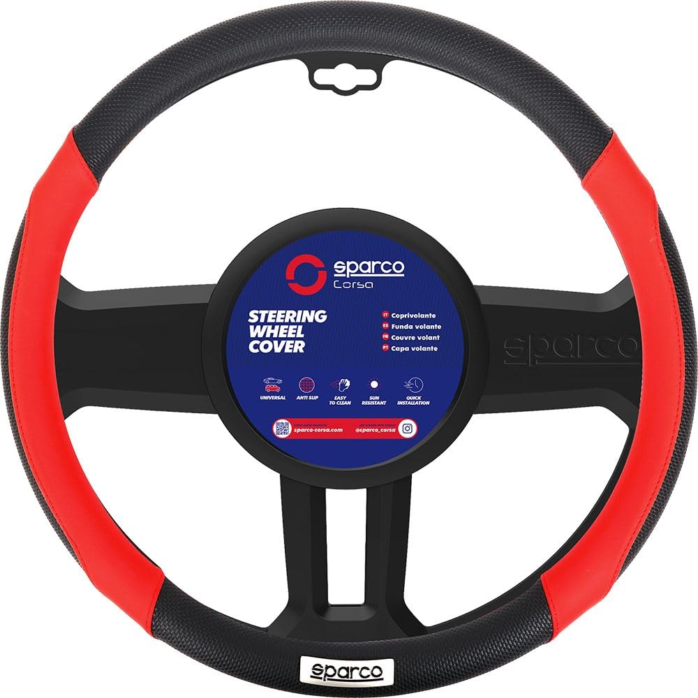 Красная оплетка на руль размера M SPARCO-CORSA (37~38см) SPC1113RS_J