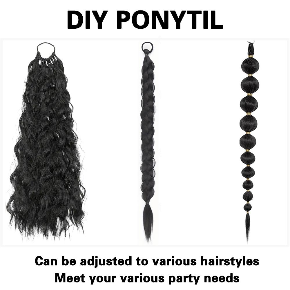 MISS WIG Синтетический длинный прямой вьющийся хвостик для наращивания волос резинка плетеный хвостик натуральный мягкий хвостик для женщин повседневная одежда