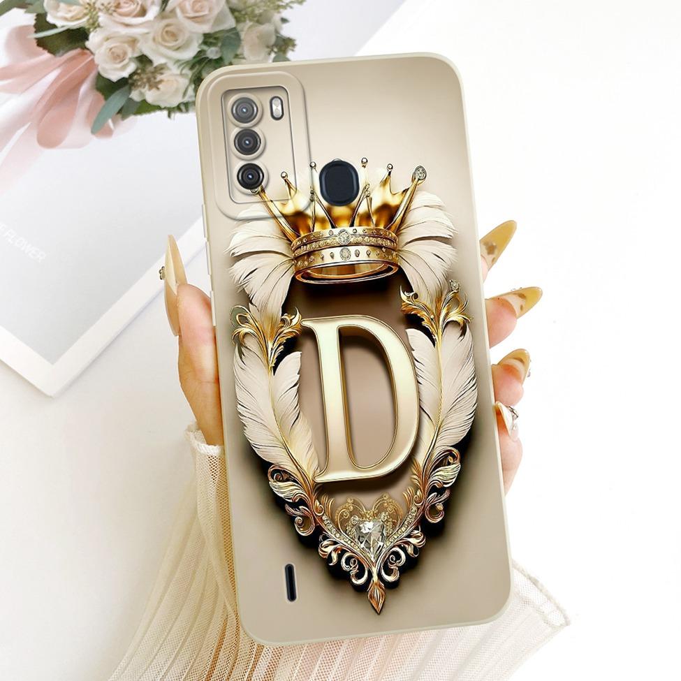 For ITEL S16 Case Cover Luxury A-Z Letters Fashion Crown 2D Painted Silicone Bumper For ITEL Vision 1 Pro Phone Casing