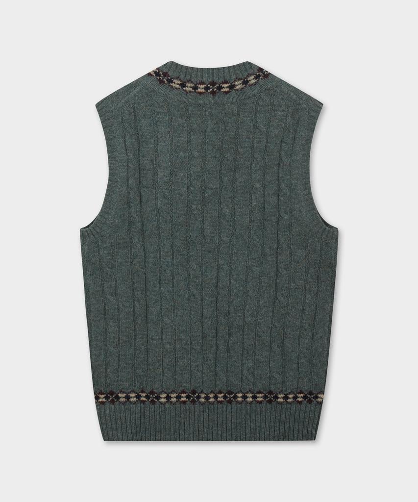 Brooks Brothers Wool Cable Pattern Vest (Green) (Bbwvmmf401)