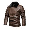 Мужская теплая винтажная куртка из искусственной кожи, ветрозащитная куртка-бомбер для мотоциклистов, приталенная зимняя куртка с воротником из искусственного меха, байкерская верхняя одежда, куртки для мужчин