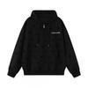 Unisex Oversized Hoodie With Cross Letter Embroidery Print Cotton Long Sleeve Zip-Up Sweatshirt