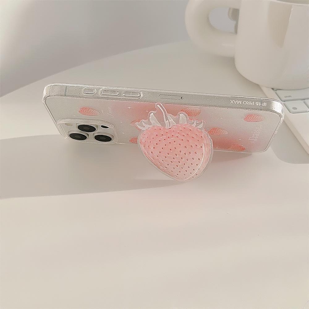 Summer Cream Strawberry Apple 16 Mobile Phone Case 13 Glitter Powder Iphone14promax Suitable for 11 Stand 12