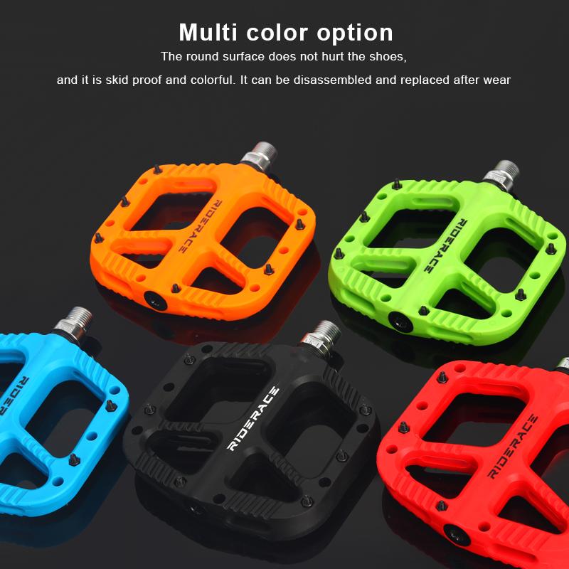 Bike Pedals Nylon Sealed Bearings Road BMX MTB Mountain Bicycle Wide Flat Platform Ultralight 9/16 Inch Non-Slip Cycling Parts