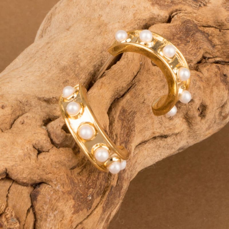 AUGUST ALICE 14K Half-Ring Pearl Earrings